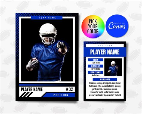 Football Trading Cards Template, Customizable Player Card Canva Template, Personalized DIY Sport ...