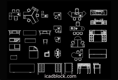 Office Desk CAD Block collection in AutoCAD - iCADBLOCK