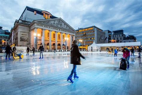 Belgium - Ice skating in front of the Royal Opera House in Brussels ...