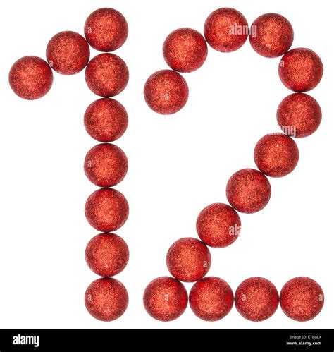 Numeral 12, twelve, from decorative balls, isolated on white background ...