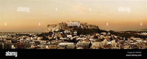 Athens skyline rooftop view panorama sunset, Greece Stock Photo - Alamy