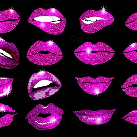 Vector, Lips Pink Set Design Glitter – MasterBundles