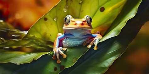 Dumpy Frog On Leaves, Frog, Amphibian, Reptile. Generative AI 33055657 ...