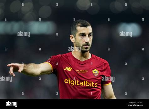 Henrikh Mkhitaryan of AS Roma gestures during the UEFA Conference ...