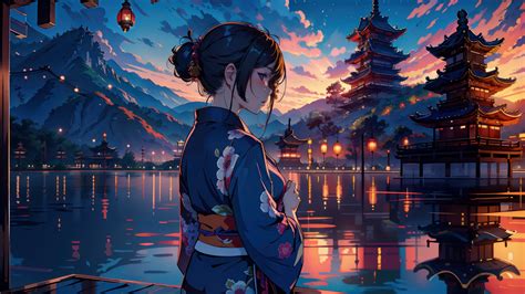 Anime Girl Kimono Japanese 4K #3191m Wallpaper PC Desktop