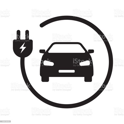 Ev Electric Car With Plug Icon Vector Green Energy Concept For Graphic ...