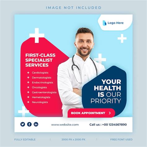 Premium PSD | Medical and healthcare or hospital social media template