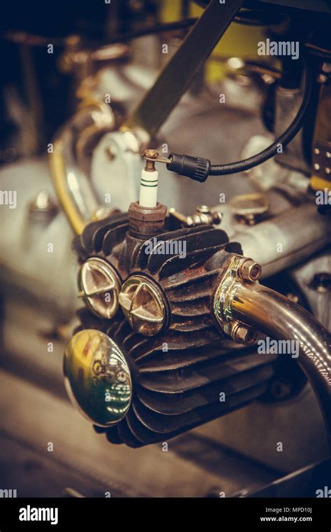 Color detail of a vintage motorcycle boxer engine Stock Photo - Alamy