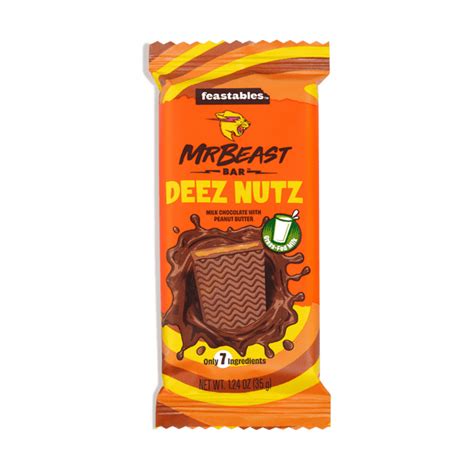 Feastables Mr Beast Deez Nutz Peanut Butter Milk Chocolate Bar, 1.24 oz ...