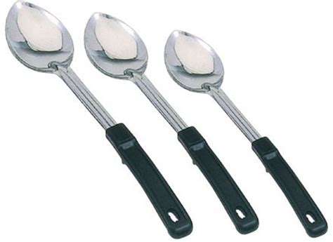 Dynore Set of 3 Stainless Steel Serving Spoons with plastic handle Stainless Steel Cooking Spoon ...