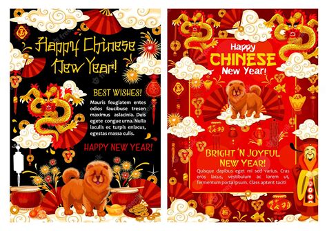 Premium Vector | Chinese dog lunar new year vector greeting cards