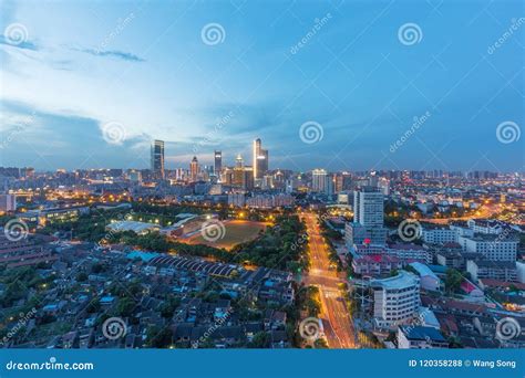 China`s Wuxi City skyline stock photo. Image of tower - 120358288