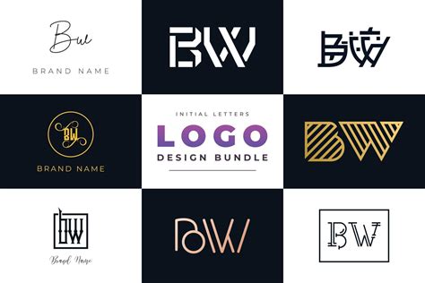 Set of collection Initial Letters BW Logo Design. 2964923 Vector Art at ...