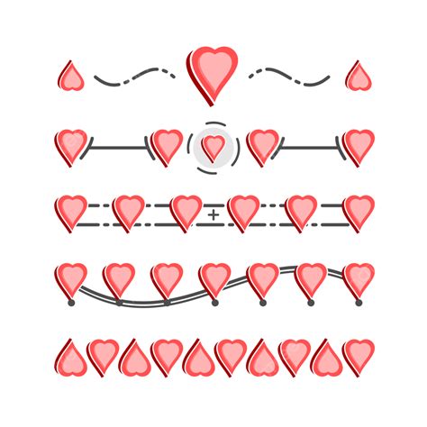 Line Border Divider Vector Hd Images, Red Heart Border Dividing Line, Heart, Border, Line PNG ...
