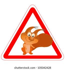 Warning Sign Funny Squirrel Stock Vector (Royalty Free) 105042428 ...