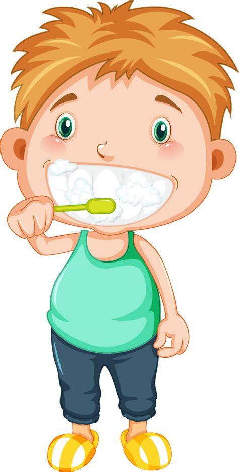 Boy cartoon brushing teeth 8191518 Vector Art at Vecteezy