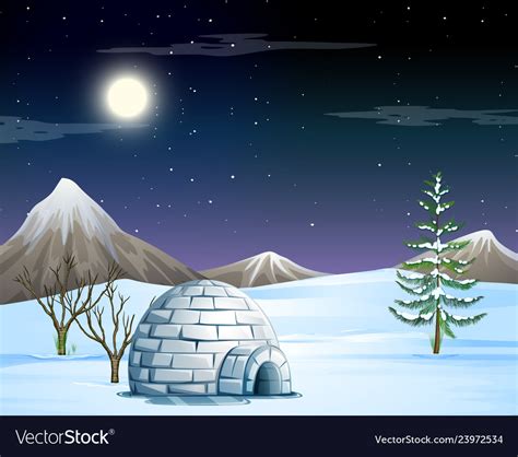 Igloo in snow scene Royalty Free Vector Image - VectorStock