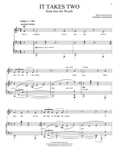 It Takes Two (from Into The Woods) by Stephen Sondheim Sheet Music for ...