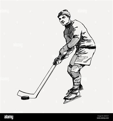 Hockey player clipart, vintage sport illustration vector Stock Vector Image & Art - Alamy