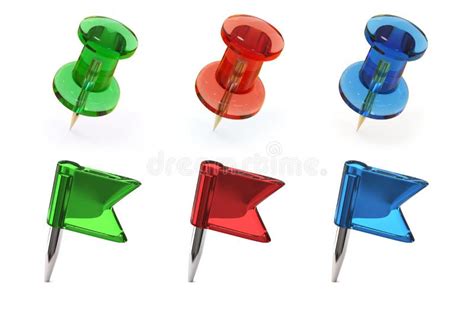 Set of Thumbtacks and Flag Pins Stock Illustration - Illustration of ...