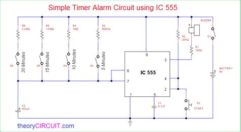 Simple Timer Alarm Circuit using IC 555