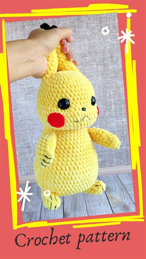 PIKACHU CROCHET PATTERN – Detective Pikachu Amigurumi Pdf pattern – Pokemon Crochet Pattern – Du ...