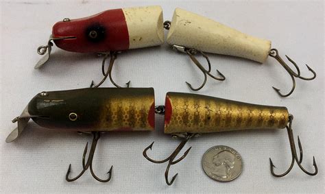 Lot - Vintage Lot of 2 Lucky Strike Jointed Pikie Wooden Fishing Lures