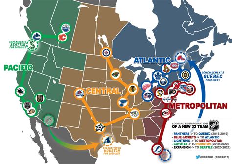 Nhl Divisions Map With Seattle