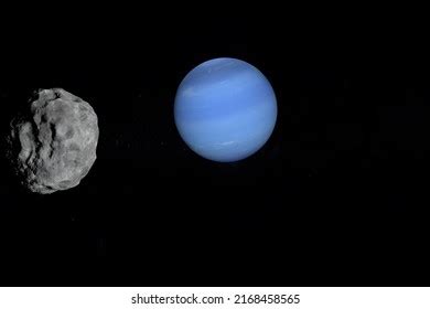 Satellite Nereid Orbiting Around Neptune Planet Stock Illustration ...