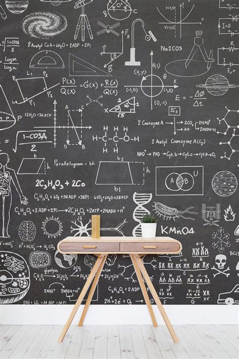 Science Chalkboard Wallpaper Mural | Murals Wallpaper | Chalkboard wallpaper, Science decor ...