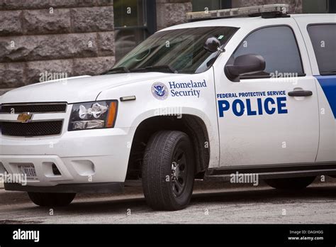 A Homeland Security police car of the Federal Protective Service is ...