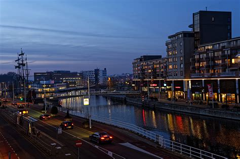 Images Netherlands Alkmaar Canal Bridges Roads Evening Houses Cities