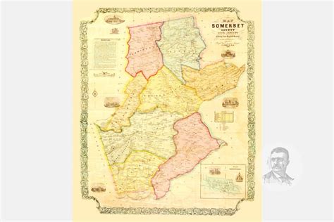 Vintage Somerset County Map 1850 Old Map of Somerset County | Etsy