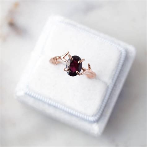 Garnet Ring, January Birthstone Ring, Gemstone Ring, Dainty Ring, Gold ...