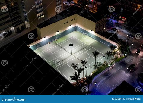 Tennis Courts at Night from Above Stock Image - Image of background, overhead: 87604417