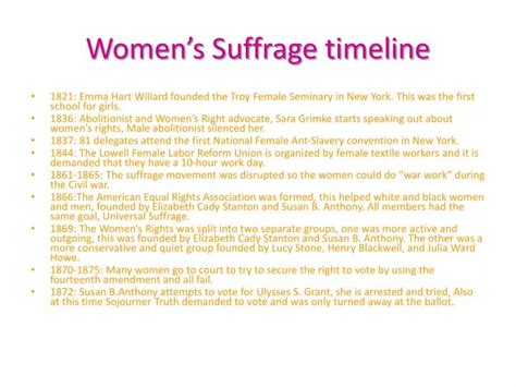 PPT - Women’s Suffrage timeline PowerPoint Presentation, free download - ID:4316353