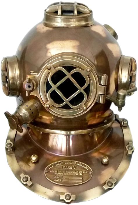 Antique US NAVY MARK V Helmet Copper Brass Antique deep Sea Scuba ...