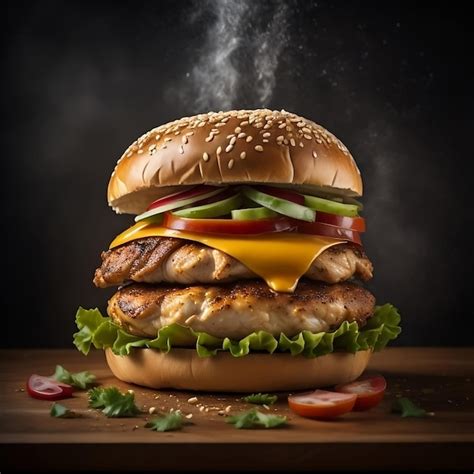 Premium AI Image | Delicious double chicken burger