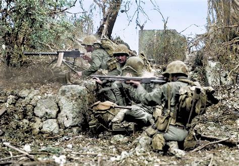 Horrors of Pacific War brought to life in colour photos: US troops battle Japanese soldiers ...