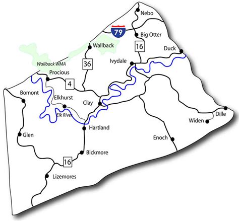 Clay County West Virginia Map - Elaine Marsiella