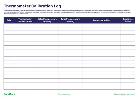 Thermometer Calibration Log | Download Free Template