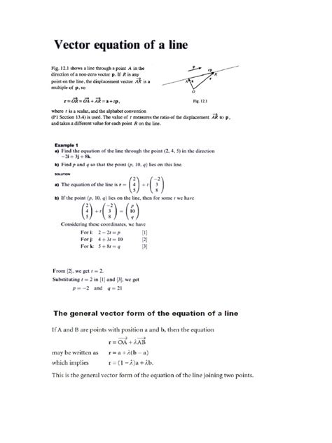 Vector Equation of Line | PDF