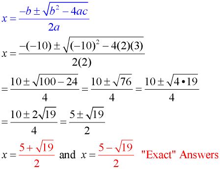 Quadratic Formula - MathBitsNotebook(A2)