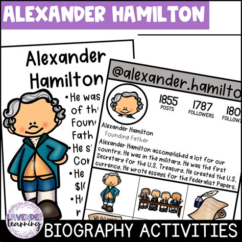 Alexander Hamilton Biography Activities for Kindergarten, 1st Grade ...