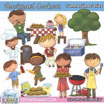 Backyard Cookout Clipart, Backyard BBQ Clip Art, Summer Clipart | TPT