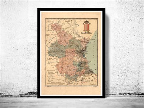 Old Map of Valencia 1900 Spain Vintage Map - VINTAGE MAPS AND PRINTS