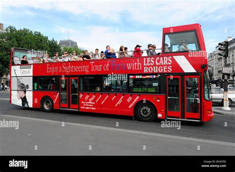 Sightseeing tour by bus, open top tour bus, Paris, France, Europe Stock Photo, Royalty Free ...