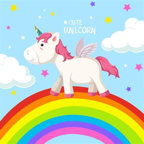 A unicorn on rainbow template 302539 Vector Art at Vecteezy