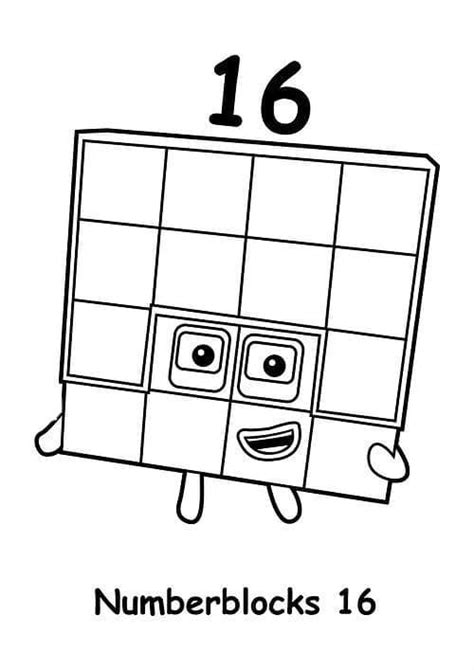 Numberblocks 16 coloring page - Download, Print or Color Online for Free