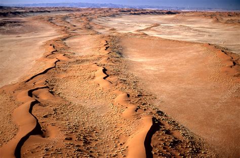 'Aerial view of linear sand dunes, Namibia' - Stock Image - E620/0556 ...